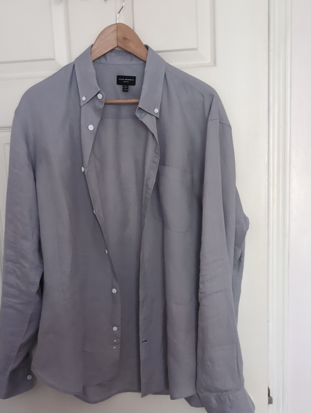Club Monaco Men's Gray Button-Up Shirt Linen Shirt 100%